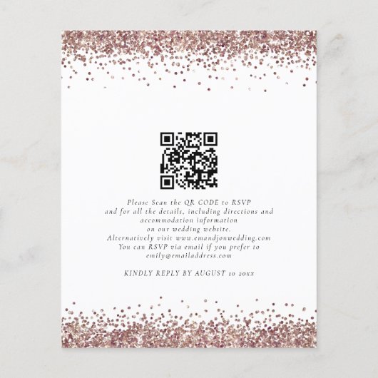 予算バラ金ゴールドグリッターQRインフォーマル結婚ズ (裏面)