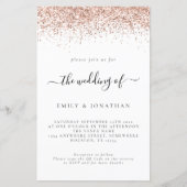 予算バラ金ゴールドグリッターQRコードウェディング招待 (正面)