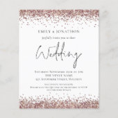 予算バラ金ゴールドグリッターQRコードウェディング招待 (正面)