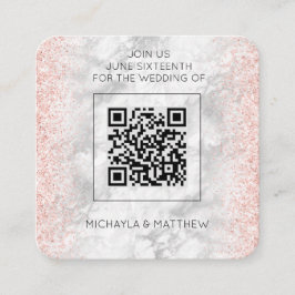 予算バラ金ゴールドグリッターQRコードウェディング招待 スクエア名刺