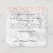 予算バラ金ゴールドグリッターQRコードウェディング招待 スクエア名刺 (裏面)