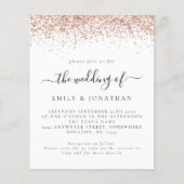 予算バラ金ゴールドグリッターQRコード結婚式の招待 (正面)