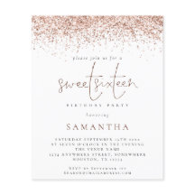 予算バラ金ゴールドグリッターSweet sixteen招待状