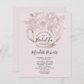 予算バラ金ゴールドティーポットブライダルティー招待状 (正面/裏面)