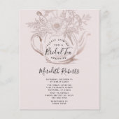 予算バラ金ゴールドティーポットブライダルティー招待状 (正面)