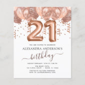 予算バラ金ゴールドバルーン21st誕生日招待状 (正面)
