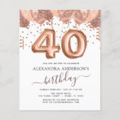 予算バラ金ゴールドバルーン40歳の誕生日パーティー チラシ (正面)