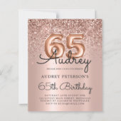 予算バラ金ゴールドバルーン65th誕生日招待状 (正面)