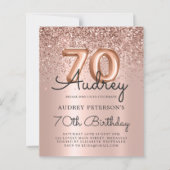 予算バラ金ゴールドバルーン70th誕生日招待状 (正面)