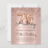 予算バラ金ゴールドバルーン75th誕生日招待状 (正面)