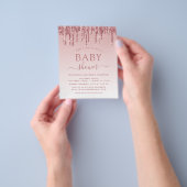 予算バラ金ゴールドピンクスパークルグリッターベビーシャワー チラシ (手)