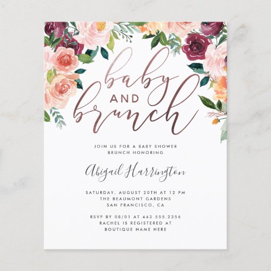 予算バラ金ゴールドフローラブランチ赤ちゃんシャワー (正面)