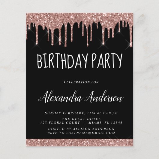 予算バラ金ゴールドブラックグリッター誕生日 (正面)