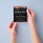 予算バラ金ゴールドブラックグリッター誕生日 チラシ (手)