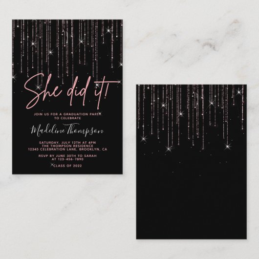 予算バラ金ゴールド彼女はそれを行った卒業招待状 ノートカード (正面/裏面)