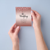 予算バラ金ゴールド滴下グリッター結婚式の招待 チラシ (手)