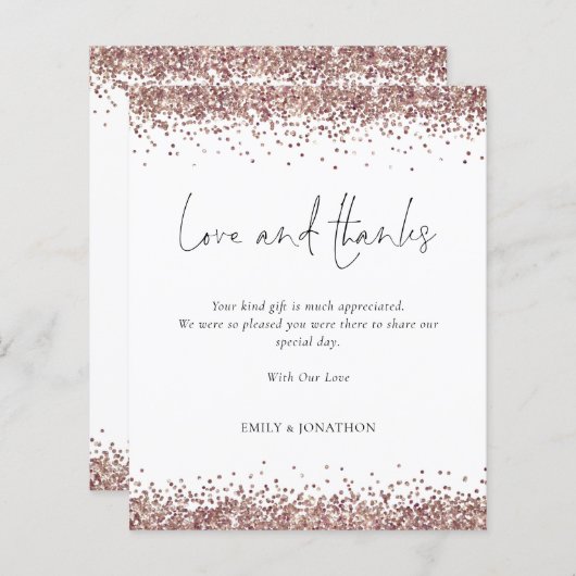 予算バラ金ゴールド結婚グリッターの愛と感謝してい (正面/裏面)