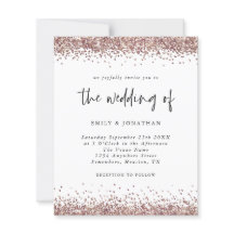 予算バラ金ゴールド結婚グリッターの白招待状