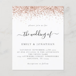 予算バラ金ゴールド結婚グリッターの白招待状