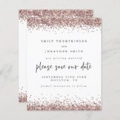 予算バラ金ゴールド結婚グリッターの白救い日付 (正面/裏面)