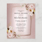 予算バラ金ゴールド赤面フローラブライダルシャワー招待状 (正面)