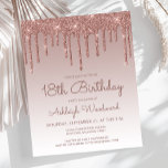 予算バラ金ゴールド18th誕生日パーティーへの招待<br><div class="desc">このトレンディー18回目の誕生日の招待は、スパークリーなバラの金ゴールドフェイクグリッターのドリップとバックグラウン縁どドを備えグラデーションている。"18誕生日"と名誉のゲストの名前は、暗いバラの手書きスクリプトに表示さカジュアルれ、残りの部分はサンセリフフォントでカスタマイズ可能な文字。同じバラ金ゴールドグリッタードリップデザインが裏面に表示される。</div>