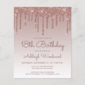 予算バラ金ゴールド18th誕生日パーティーへの招待 (正面)
