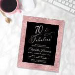 予算バラ金ゴールド70th Birthday Partyへの招待<br><div class="desc">バジェットフレンドリーブラックとスパークのバラ金ゴールドはエレガント、バラタイポグラフィスクリプトとバラ金ゴールドで「70 & Fabulous」と呼ばれるバースデーパーティーの招待を出すシンプル。</div>