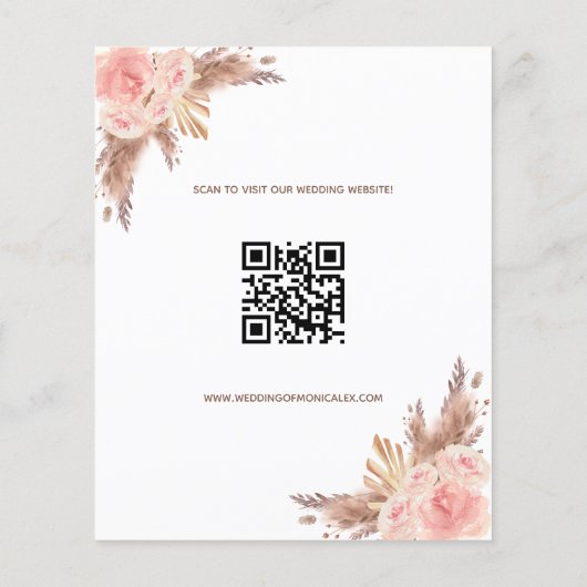 予算パンパスフォトqrコードウェディング日付を保存 (裏面)