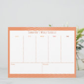 予算パーソナライズされたオレンジ週間スケジュール (スタンド正面)