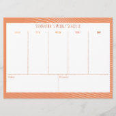 予算パーソナライズされたオレンジ週間スケジュール (正面)