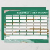 予算パーソナライズされた緑大理石クラススケジュール (正面/裏面)