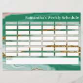 予算パーソナライズされた緑大理石クラススケジュール (正面)