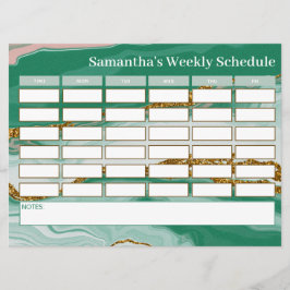 予算パーソナライズされた緑大理石クラススケジュール