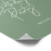 予算パーティーセージグリーン誕生日へようこそ ポスター (角)