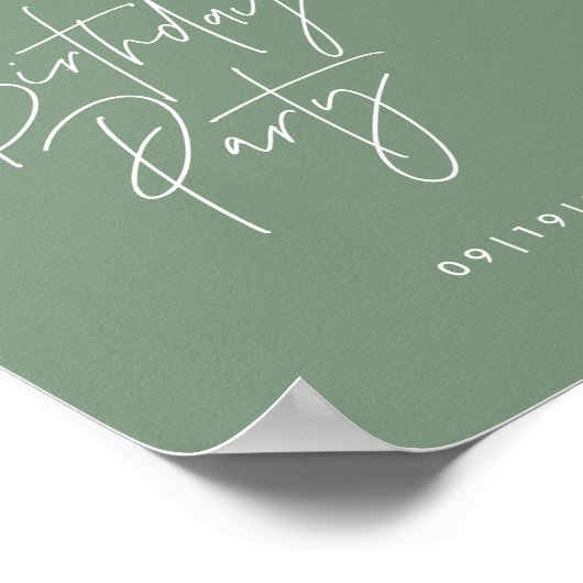 予算パーティーセージグリーン誕生日へようこそ ポスター (角)