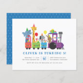 予算パーティー動物トレイン子供の誕生日パーティー (正面/裏面)