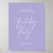 予算パーティー10月パープル薄紫誕生日へようこそ ポスター (正面)