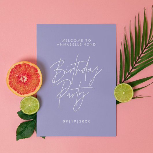 予算パーティー10月パープル薄紫誕生日へようこそ ポスター