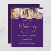 予算パープルイエローグレーカラーウェディング招待 (正面/裏面)