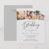 予算パープルイエローグレーカラーウェディング招待 (正面/裏面)