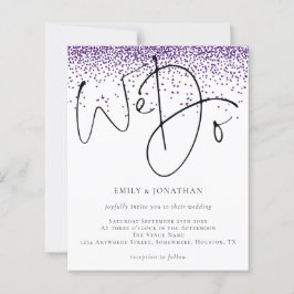 予算パープルグリッタースクリプト私たちは結婚式の招待をする