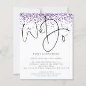 予算パープルグリッター私たちはQRコードウェディング招待する (正面)