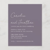 予算パープルタイプライタースクリプトウェディング招待 (正面)