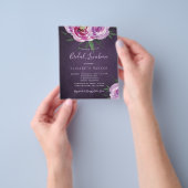 予算パープルフローラブライダルシャワー招待 チラシ (手)