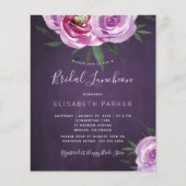 予算パープルフローラブライダルシャワー招待 チラシ