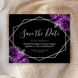 予算パープルフローラブラックウェディング日付を保存