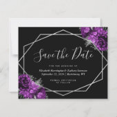 予算パープルフローラブラックウェディング日付を保存 (正面)