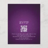 予算パープル文字列ライトQRコードウェディング招待 (裏面)