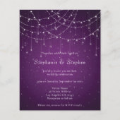 予算パープル文字列ライトQRコードウェディング招待 (正面)